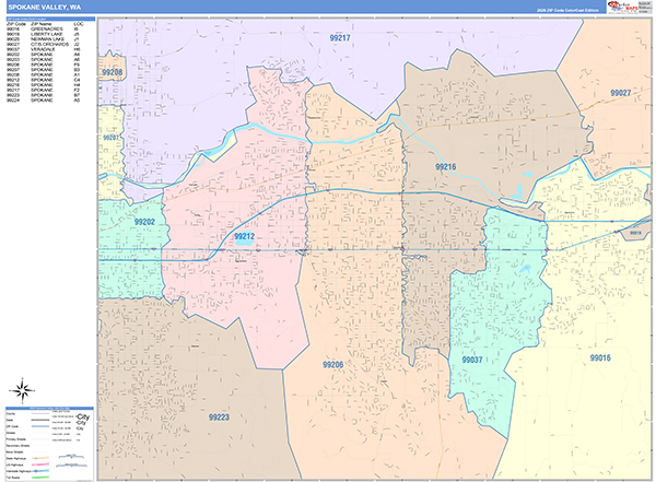Spokane Valley, WA Zip Code Map
